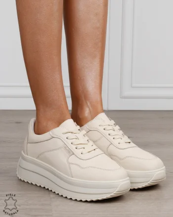 Pantofi sport damă din piele naturală cu talpă înaltă și design modern CRL1881 BEJ