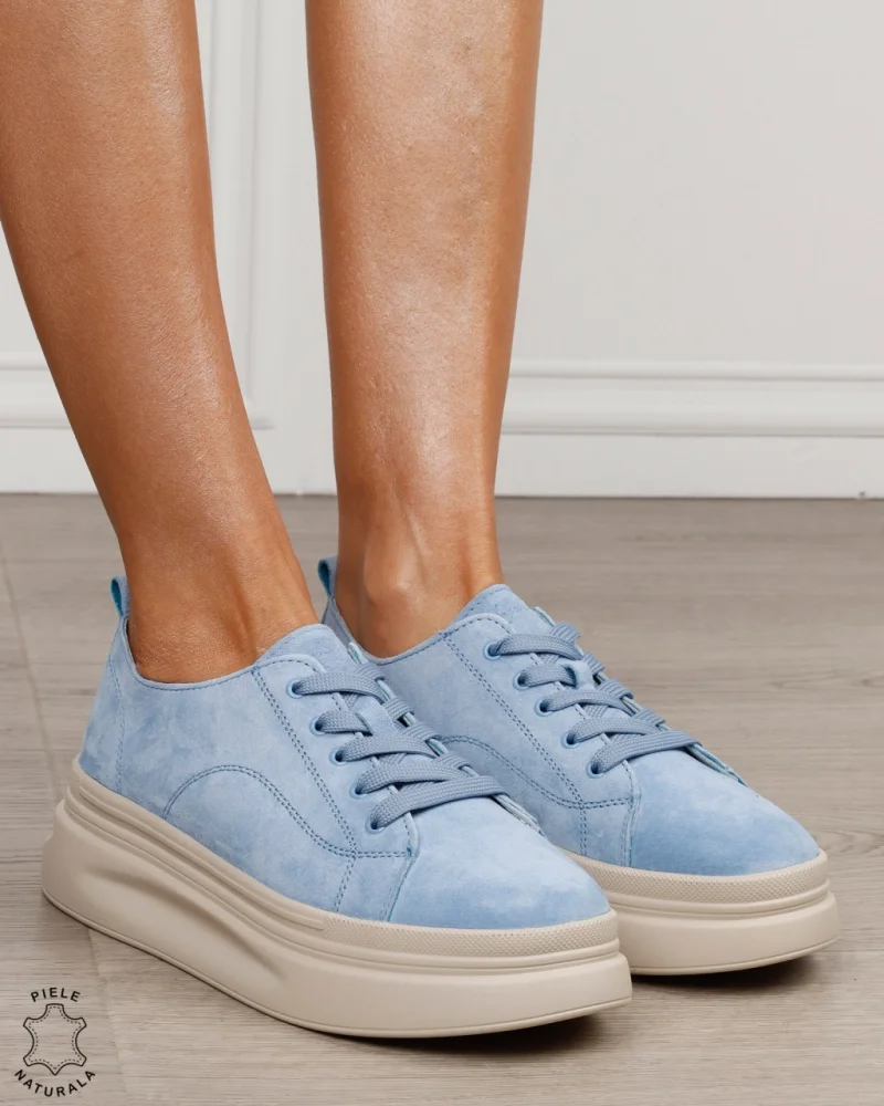 Pantofi sport damă din piele naturală Intoarsa CRL1865 ALBASTRU