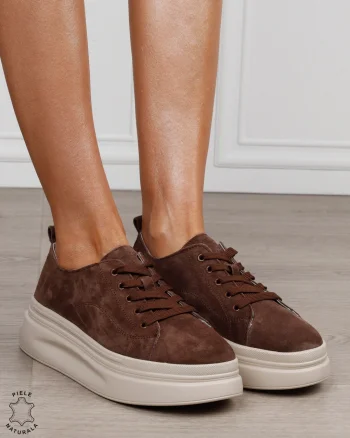 Pantofi sport damă din piele naturală Intoarsa CRL1865 CAFENIU