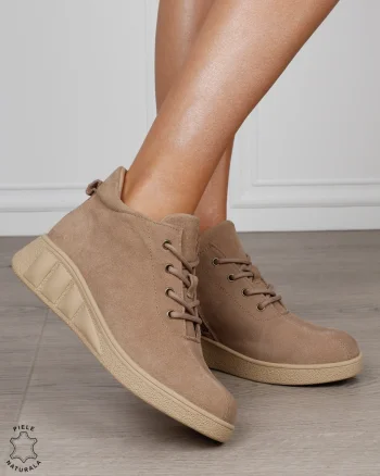 Ghete damă din piele naturală Intoarsa model clasic CRL1874 KHAKI