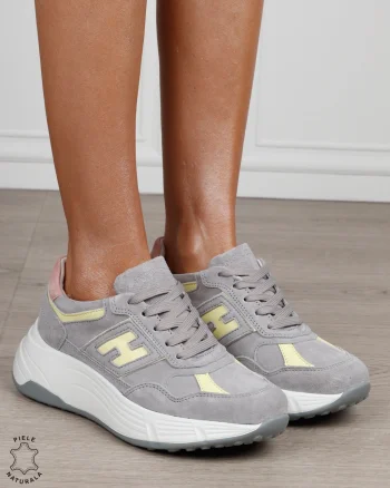 Pantofi sport damă din piele naturală în combinație de culori CRL1879 GRI