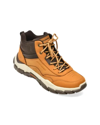 Ghete SKECHERS maro, 205587, din piele naturala si material textil
