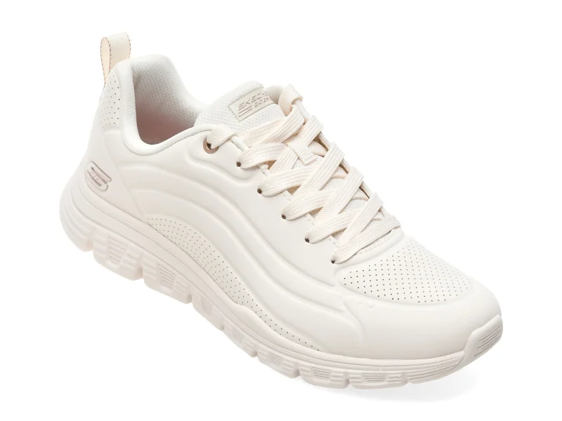 Pantofi sport SKECHERS albi, 117704, din piele ecologica