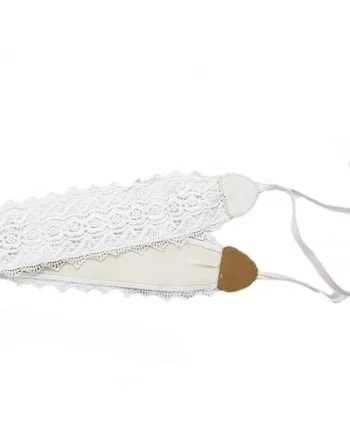 Centura corset Maya, in stil traditional cu dantela, alb