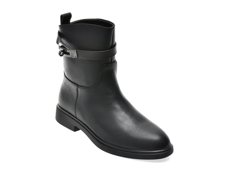 Ghete EPICA negre, T1586A, din piele naturala