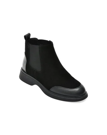 Ghete IMAGE negre, T1519, din piele intoarsa