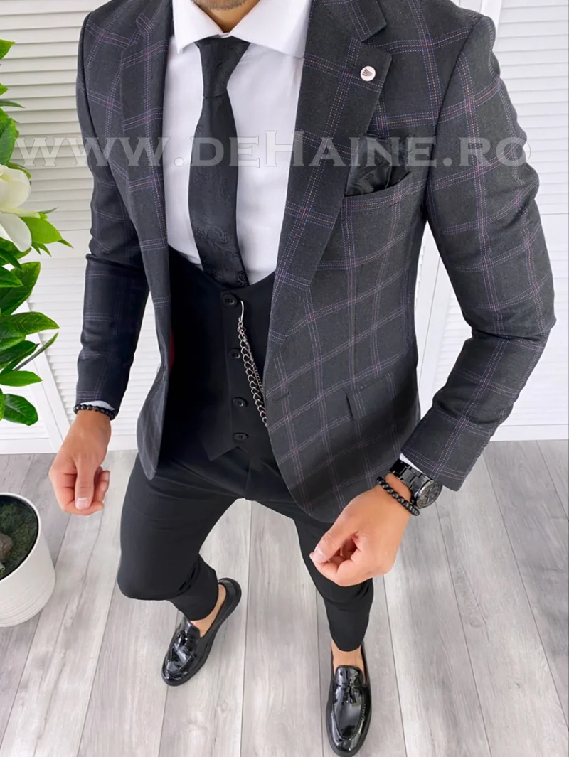 Sacou barbati in carouri slim fit B4975 P19-1.2