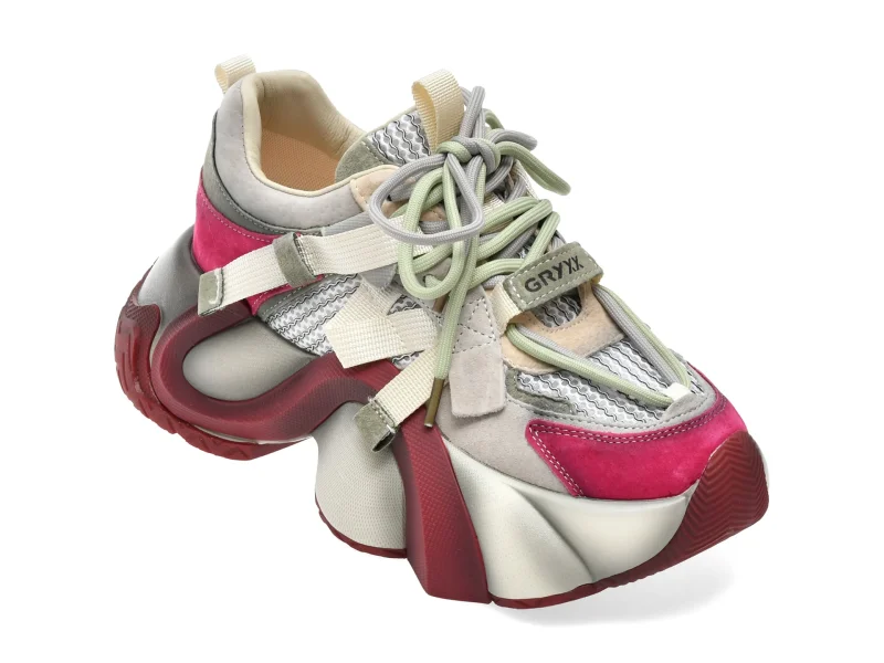Pantofi sport GRYXX gri, 5822, din material textil si piele naturala