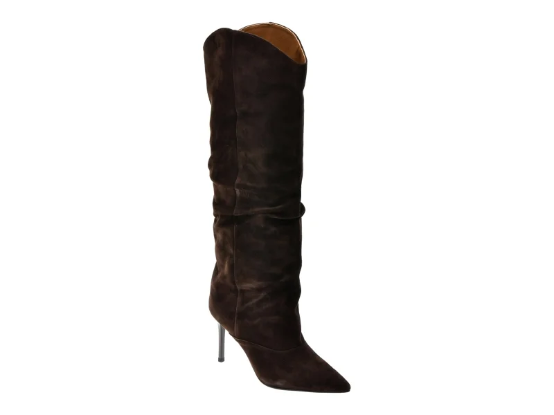 Cizme elegante EPICA maro, H676, din piele intoarsa