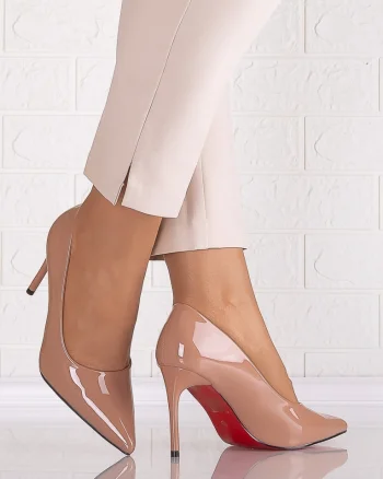 Pantofi dama Nude din Piele Ecologica Lacuita Eliza