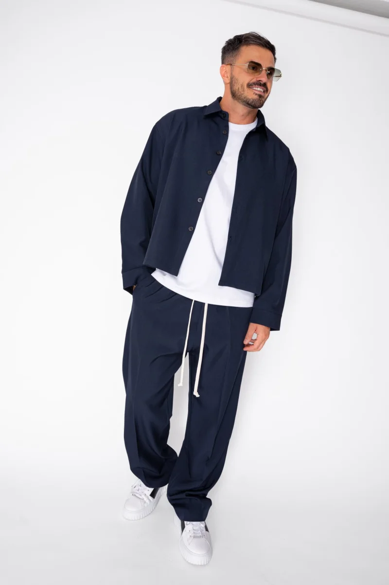 Set Camasa cu nasturi si pantalon lung Navy