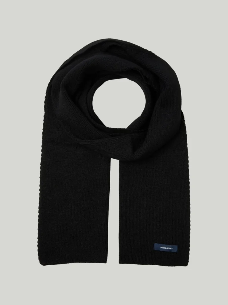 Jack & Jones Fular barbati, cu textura striata, Negru (SELECTATI MARIMEA: Universala)