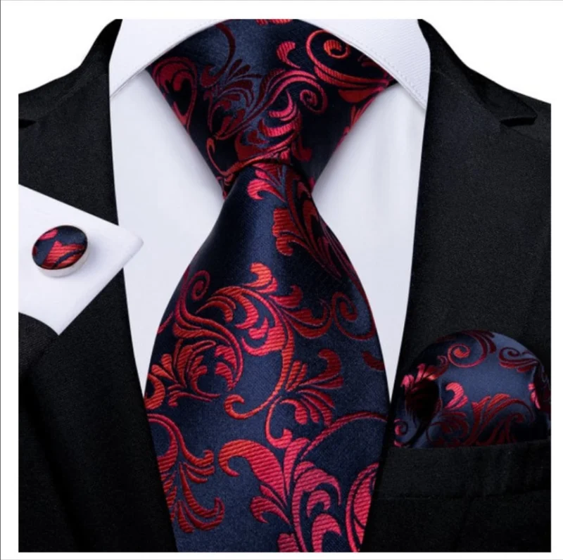 Set cravata bleumarin + batista + butoni - matase - model 158