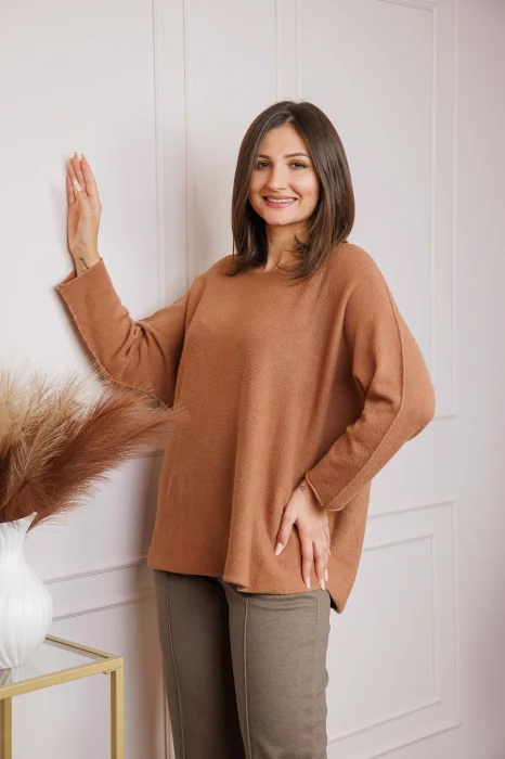 Pulover lejer Bailey cu maneci fluture - Camel