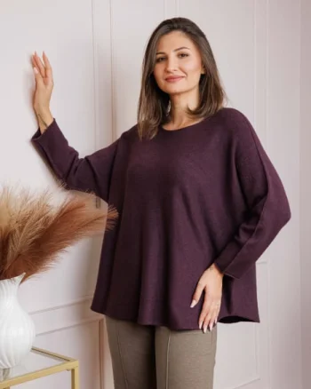 Pulover lejer Bailey cu maneci fluture - Mov