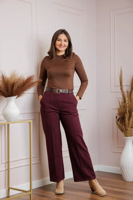 Pantaloni dama visinii cu talie inalta si curea Rita