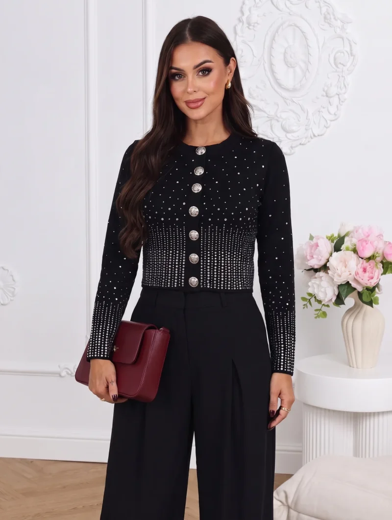 Cardigan elegant scurt cu strasu...