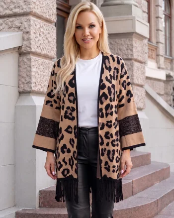 Cardigan elegant din tricot cu i...