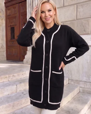 Cardigan lung elegant din tricot...