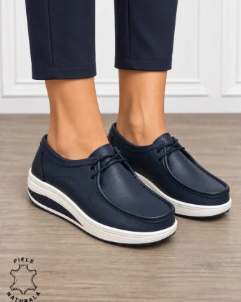 Mocasini dama din Piele Naturala CRL1219 BLEUMARIN