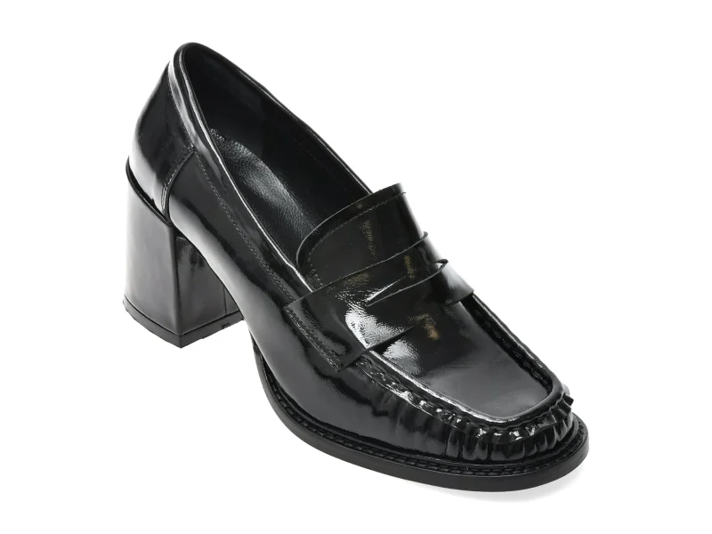 Mocasini EPICA negri, 1754243, din piele naturala lacuita
