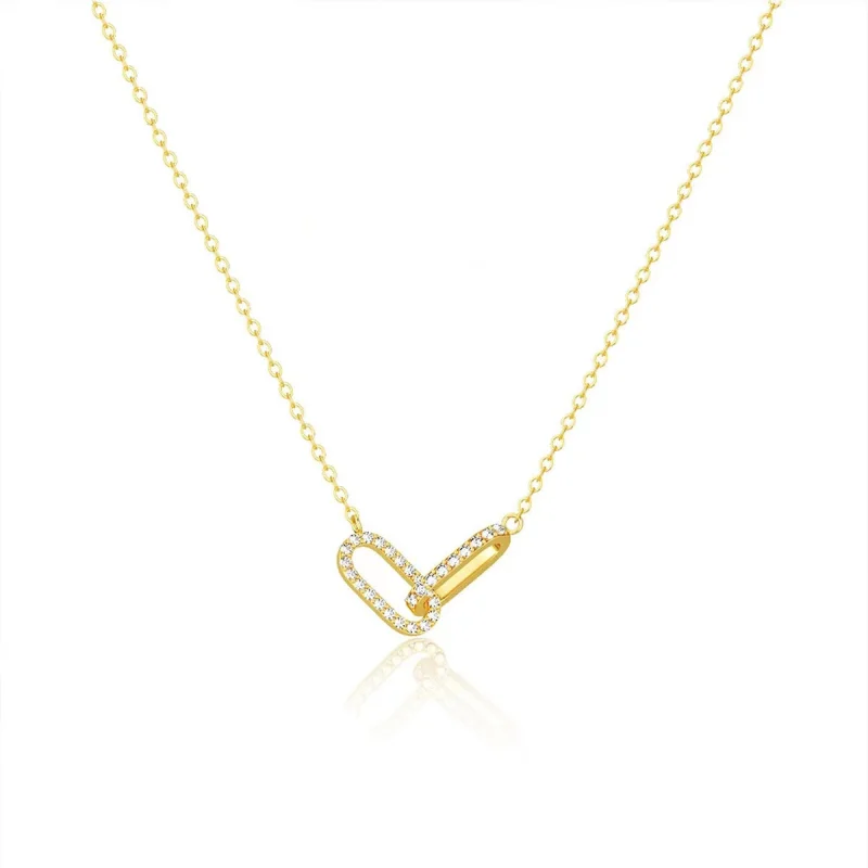 Lantisor argint 925, JW1838, model interconectat, placat cu aur