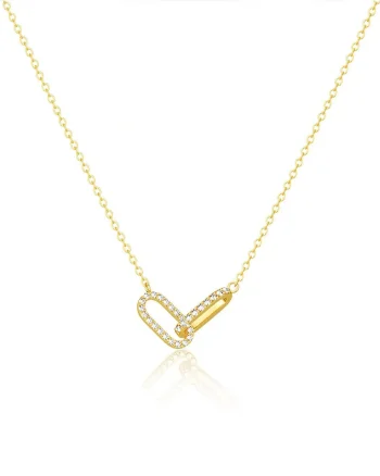 Lantisor argint 925, JW1838, model interconectat, placat cu aur