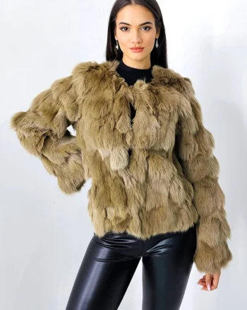 Blana naturala de vulpe Sidonia, cu prindere pe interior, Maro, Marime S/M/L
