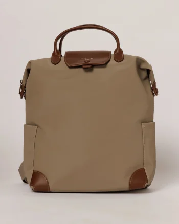 Geanta maxi taupe tip rucsac cu buzunare laterale