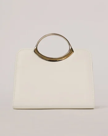 Clutch elegant alb din piele ecologica cu design modern