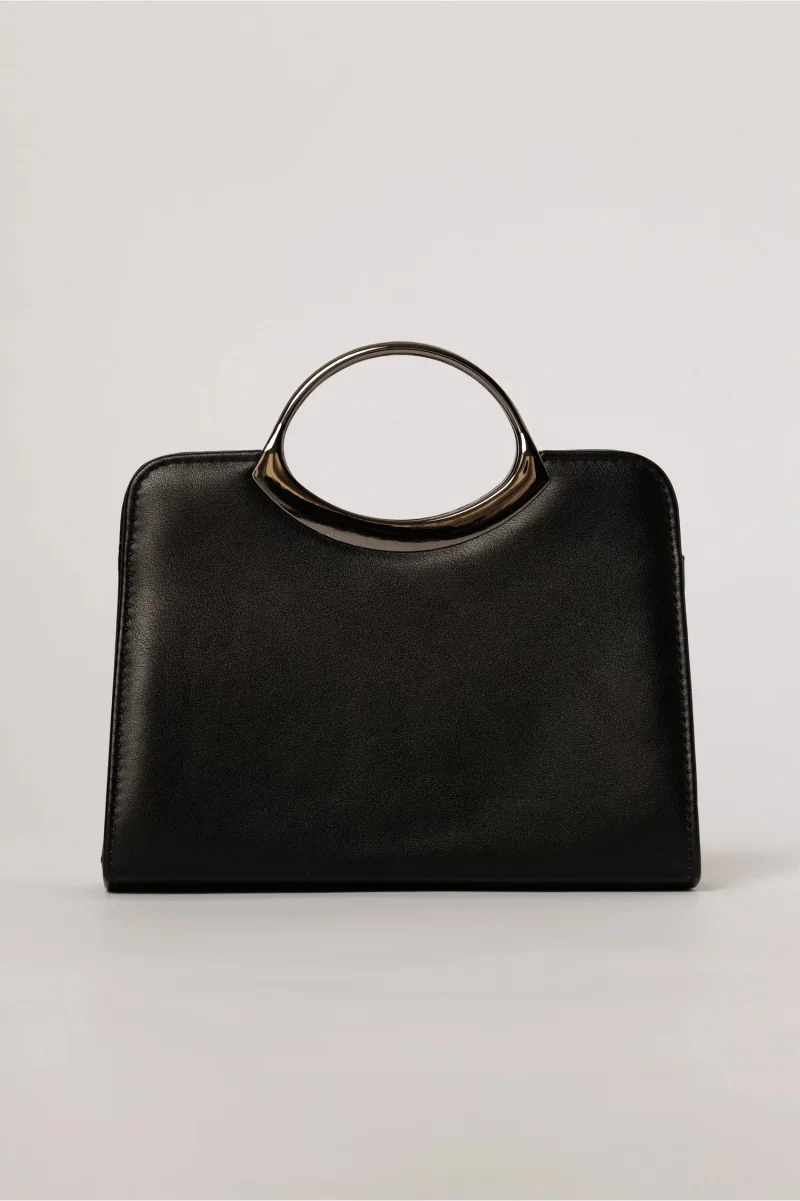 Clutch elegant negru din piele ecologica cu design modern