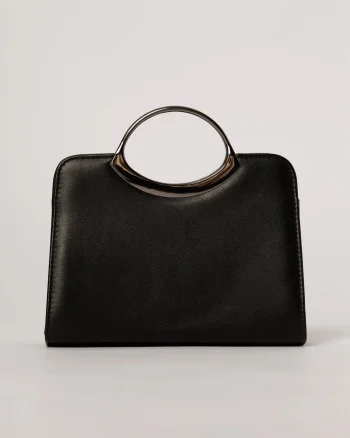 Clutch elegant negru din piele ecologica cu design modern