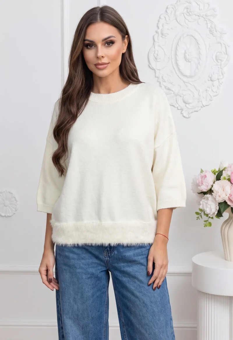 Pulover elegant din tricot cu bl...