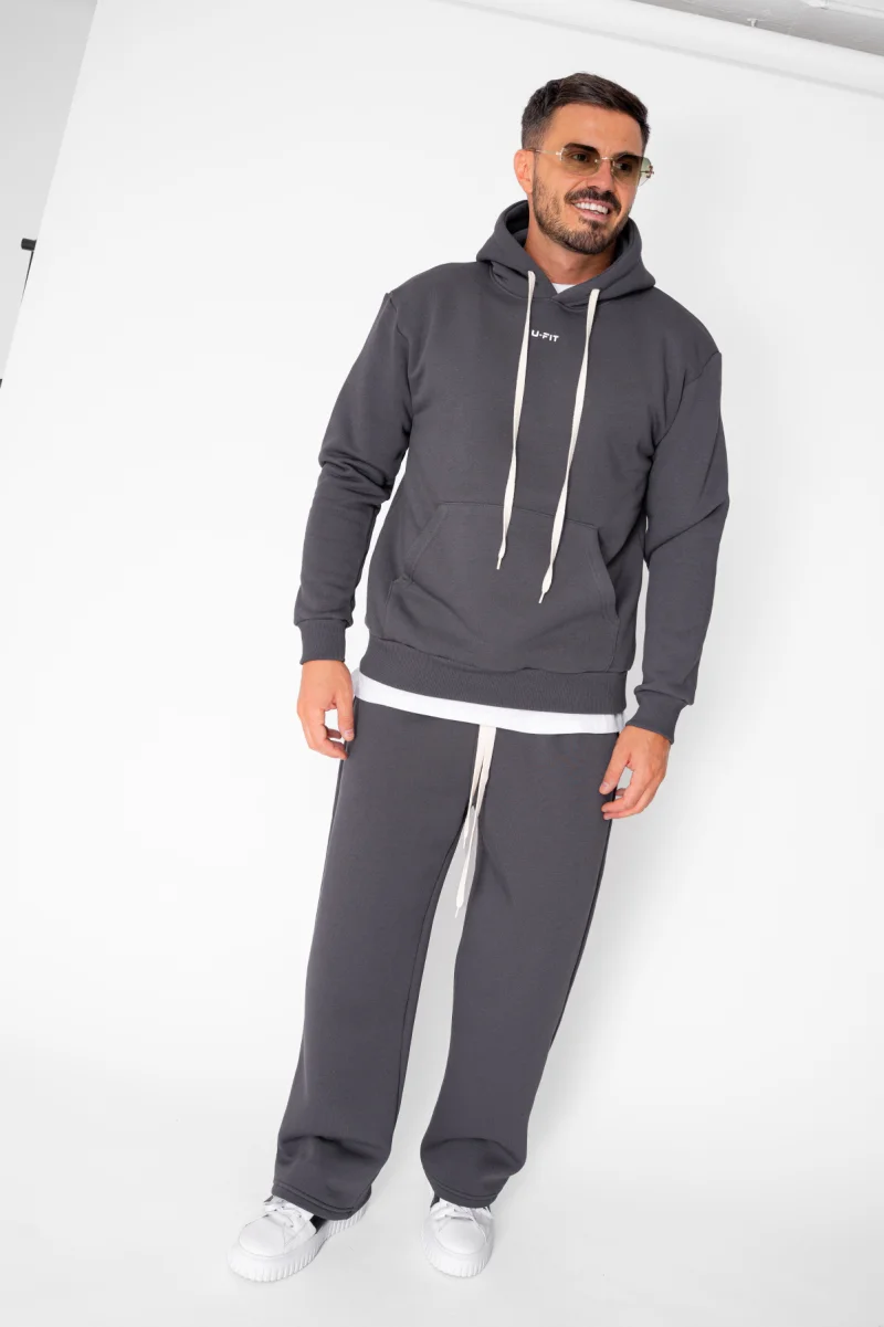 Set Street Winter hanorac si pantalon drept Grey Anthracite