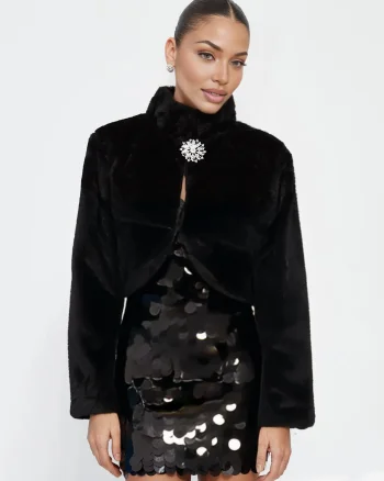 Bolero dama negru din blana eco Amelya
