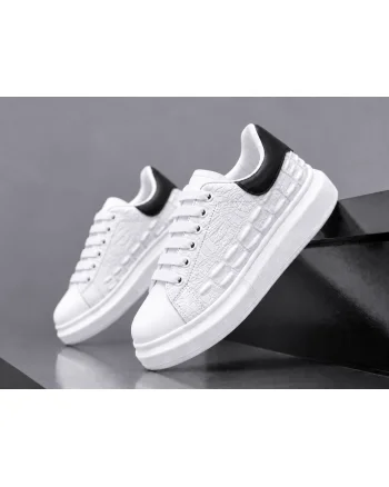 Adidasi barbati casual albi cu negru 6627