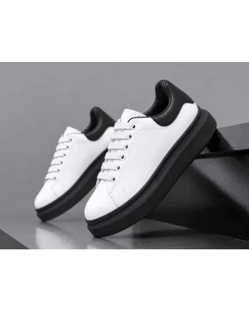 Adidasi barbati casual albi cu talpa neagra 6607