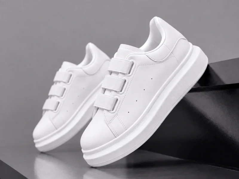 Adidasi dama casual albi cu roz  inchidere cu elastic  8901