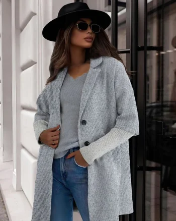 Palton de dama Under Cover, maneca cu panou suprapus si tricot, Gri, Marime S/M