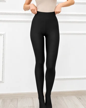 Colanti dama tip dres VELINA, cu talie inalta si picior intreg, Negru