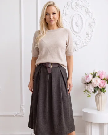 Fusta midi eleganta din stofa te...