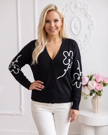 Cardigan elegant din tricot cu b...