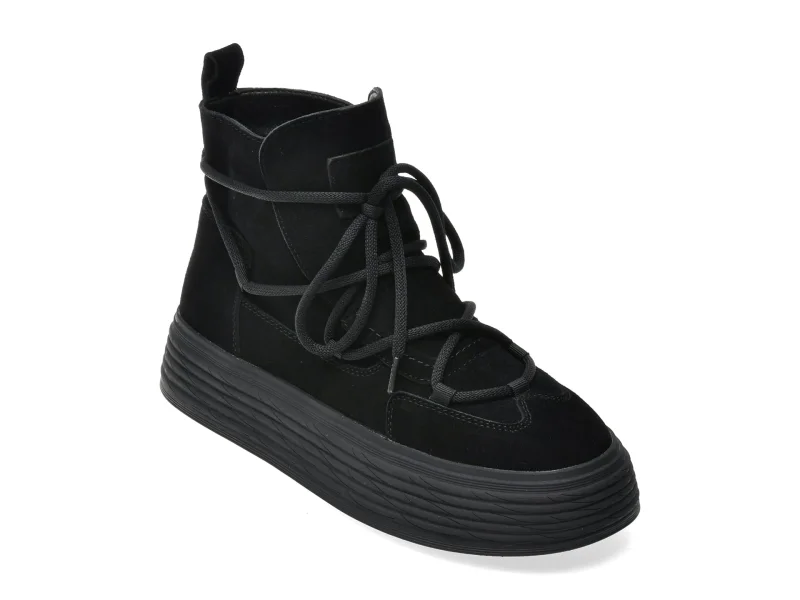 Ghete GRYXX negre, F005S, din piele intoarsa