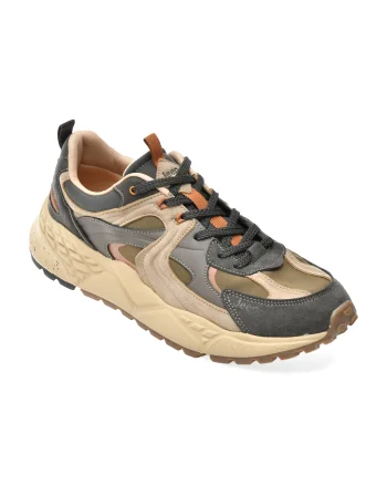 Pantofi sport JEEP kaki, 62110, din material textil si piele naturala