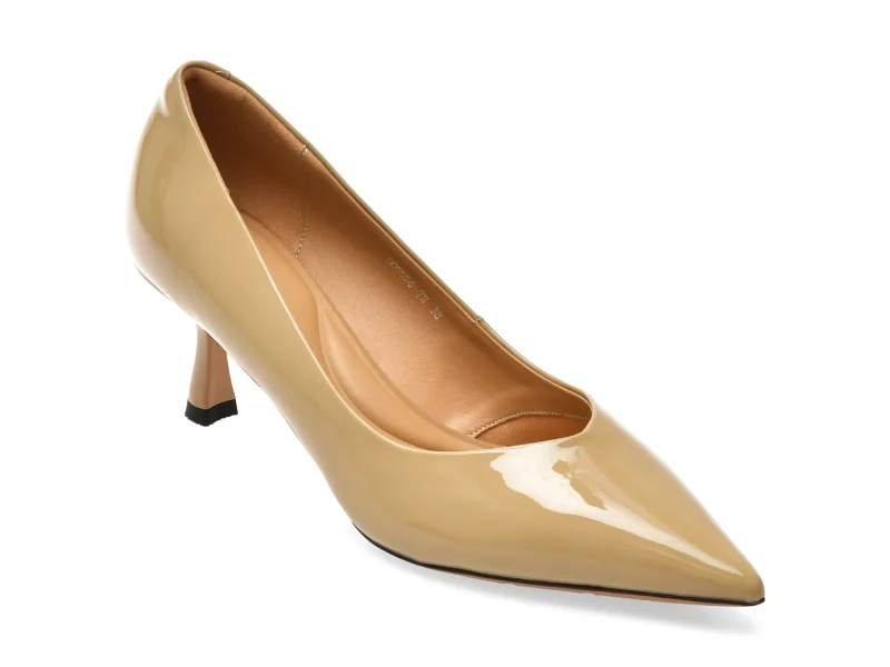 Pantofi eleganti EPICA nude, 5558, din piele naturala lacuita