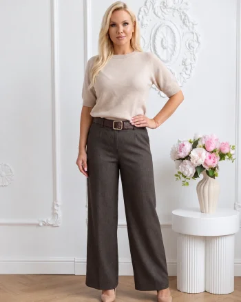 Pantaloni cu talie inalta din st...