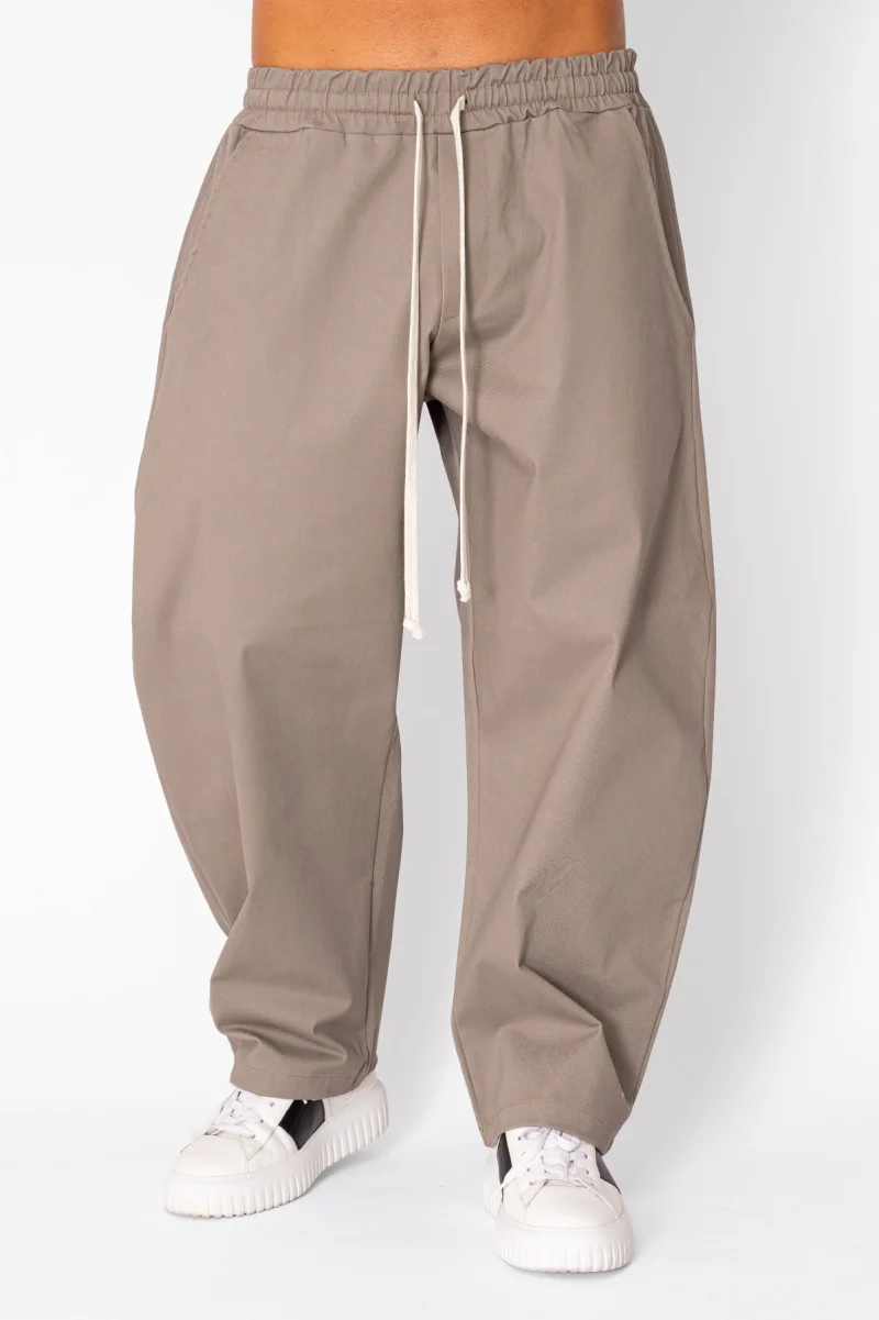Pantaloni lungi din bumbac Balloon Taupe