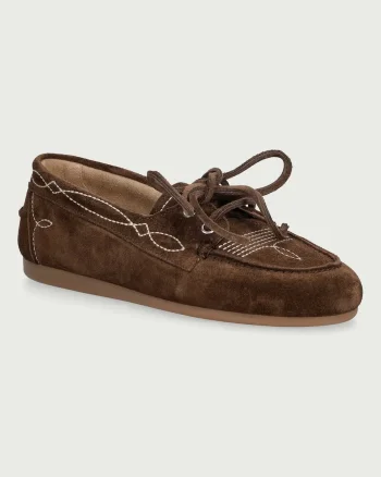 Posa  loafers slip-on pentru femei din piele întoarsă Boat Loafer Prairie
