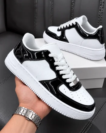 Adidasi barbati casual albi cu negru k36