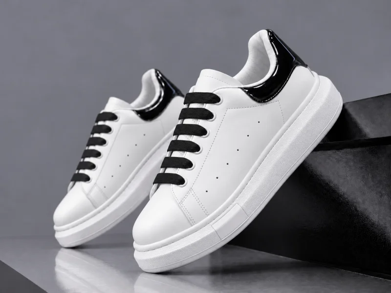 Adidasi barbati casual  albi cu negru k99